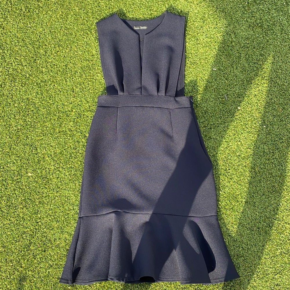 Mermaid style low sleeve tank dress blue